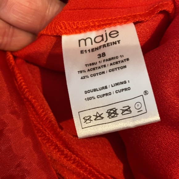 New MAJE Red Straight Leg Pants Womens Size  Medium (38) Tab Closure - Picture 12 of 13
